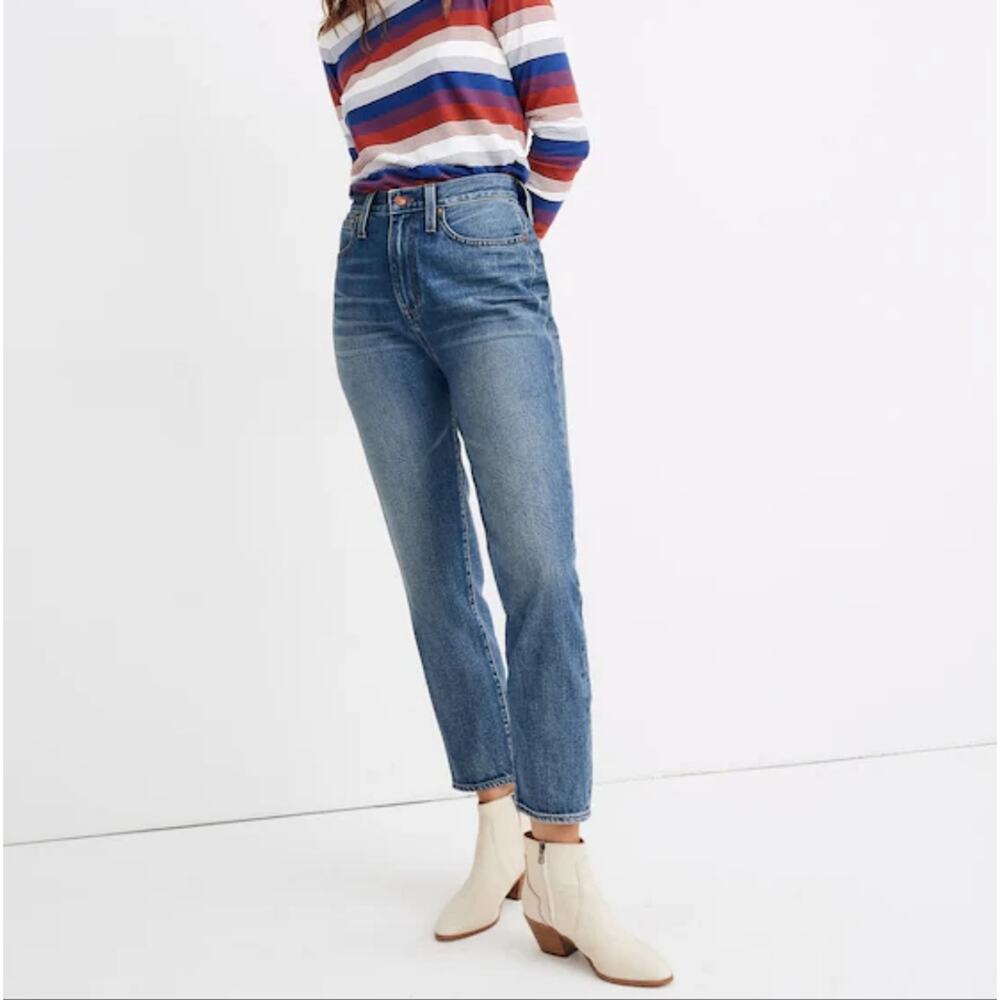 MADEWELL The Mom Jean In Downey Wash High Rise Medium Wash Size 26